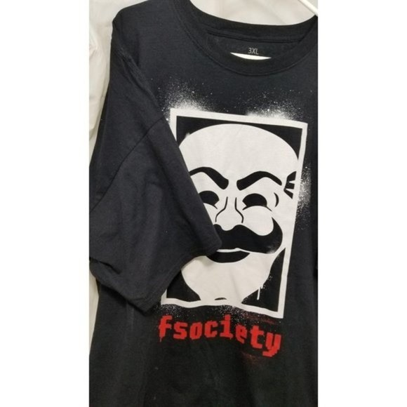 Fsociety T-Shirt Mr Robot TV Show Hacker Mask XXXL F Society - Picture 2 of 5